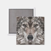 Lone Wolf Geometric Portrait Magnet (Vorderseite/Rückseite)