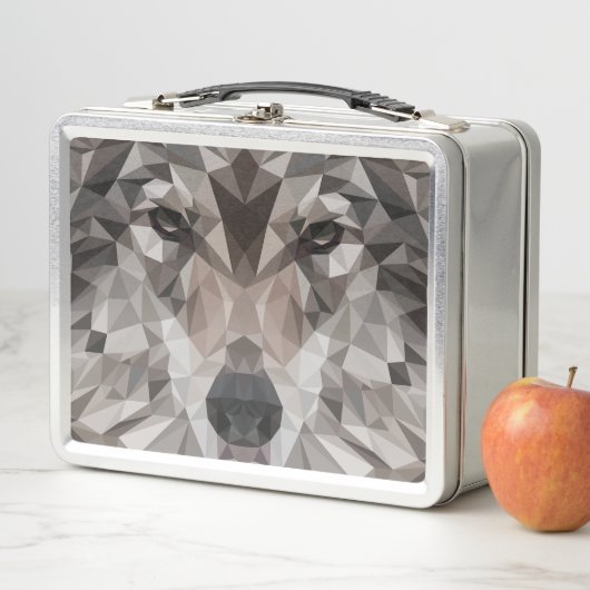 Lone Wolf Geometric Portrait Metall Brotdose (Beispiel)