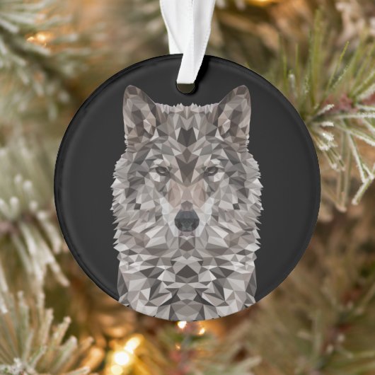 Lone Wolf Geometric Portrait Ornament (Baum)