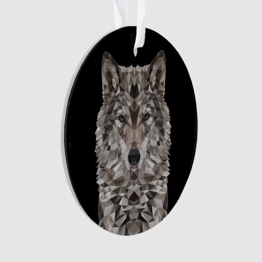 Lone Wolf Geometric Portrait Ornament (Vorderseite)