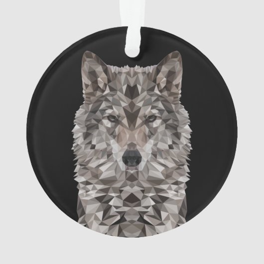 Lone Wolf Geometric Portrait Ornament (Rückseite)
