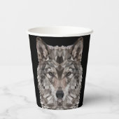Lone Wolf Geometric Portrait Pappbecher (Rückseite)