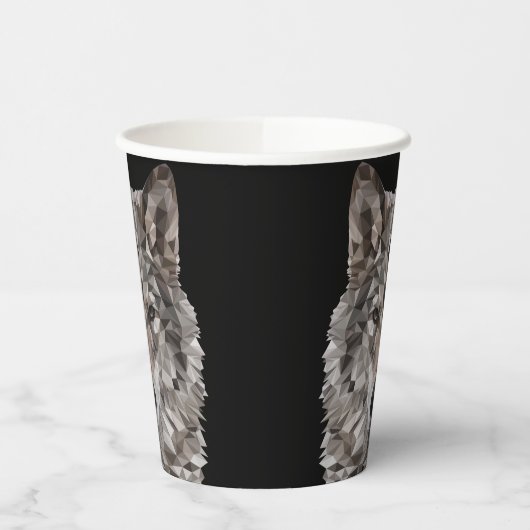 Lone Wolf Geometric Portrait Pappbecher (Links)