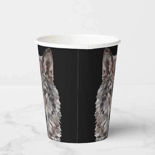 Lone Wolf Geometric Portrait Pappbecher (Rechts)