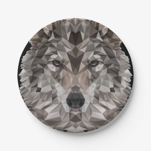Lone Wolf Geometric Portrait Pappteller (Vorderseite)