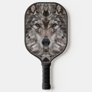 Lone Wolf Geometric Portrait Pickleball Schläger