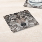 Lone Wolf Geometric Portrait Rechteckiger Pappuntersetzer (angewinkelt)