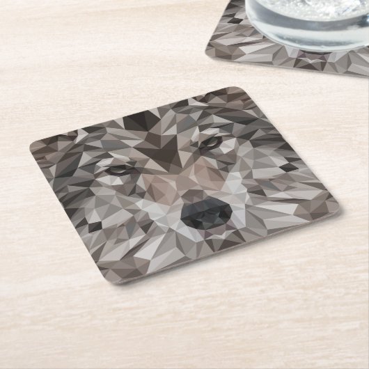 Lone Wolf Geometric Portrait Rechteckiger Pappuntersetzer (angewinkelt)