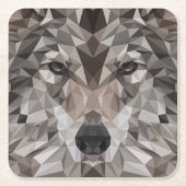 Lone Wolf Geometric Portrait Rechteckiger Pappuntersetzer (Vorderseite)