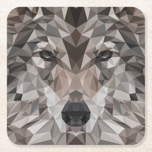 Lone Wolf Geometric Portrait Rechteckiger Pappuntersetzer (Vorderseite)