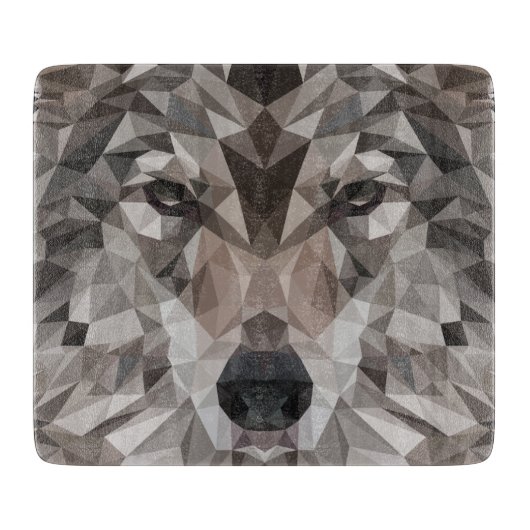 Lone Wolf Geometric Portrait Schneidebrett (Vorderseite)