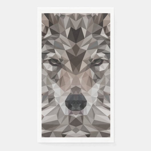 Lone Wolf Geometric Portrait Serviette (Vorderseite)