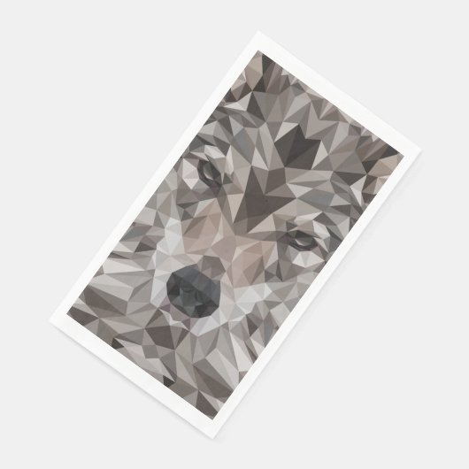 Lone Wolf Geometric Portrait Serviette (Ecke)