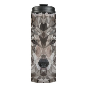 Lone Wolf Geometric Portrait Thermosbecher