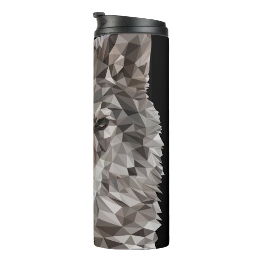 Lone Wolf Geometric Portrait Thermosbecher (Nach rechts gedreht)