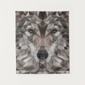 Lone Wolf Geometric Portrait Wandteppich (Vorderseite)