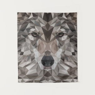 Lone Wolf Geometric Portrait Wandteppich