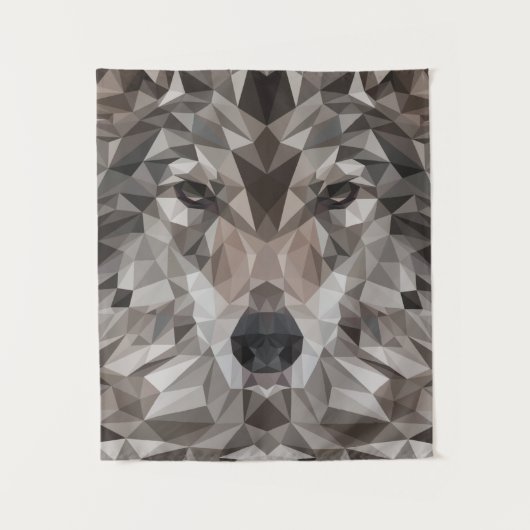 Lone Wolf Geometric Portrait Wandteppich (Vorderseite)
