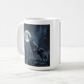Lone Wolf Howling at the Moon Night Forest Art Kaffeetasse (Vorderseite Links)