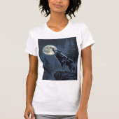 Lone Wolf Howling at the Moon Night Forest Art T-Shirt (Vorderseite)