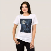 Lone Wolf Howling at the Moon Night Forest Art Tri-Blend Shirt (Vorderseite voll)