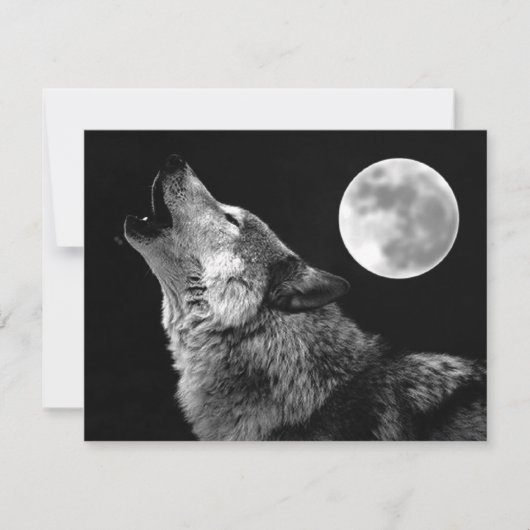 Lone Wolf Howling auf dem Mond Karte (Vorderseite)