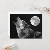 Lone Wolf Howling auf dem Mond Karte (Vorderseite/Rückseite Beispiel)