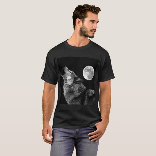 Lone Wolf Howling auf dem Mond T-Shirt (Vorne ganz)