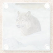 Lone Wolf im Schnee Glasuntersetzer (Rückseite)