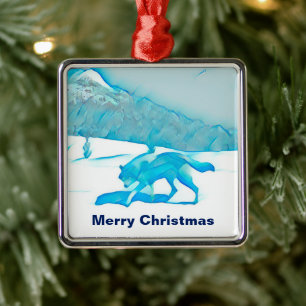 Lone Wolf im Winter Ornament Aus Metall