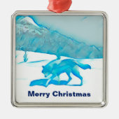 Lone Wolf im Winter Ornament Aus Metall (Vorne)