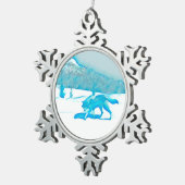 Lone Wolf im WInter Schneeflocken Zinn-Ornament (Rechts)