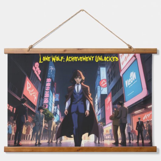 Lone Wolf Leistung Wandteppich Mit Holzrahmen (Vorne)