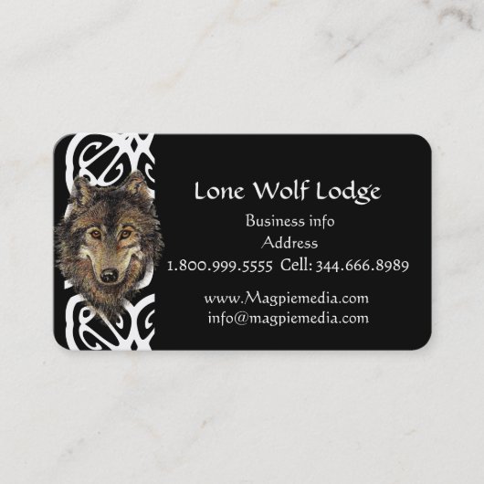 Lone Wolf Lodge Custom Business Card Visitenkarte (Vorderseite)