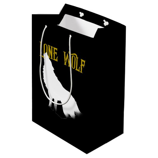 Lone Wolf Male Sigma Modern Minimalistisch Mittlere Geschenktüte (Rückseite Schrägansicht)