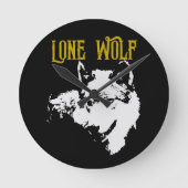 Lone Wolf Male Sigma Modern Minimalistisch Runde Wanduhr (Vorderseite)