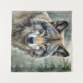 Lone Wolf Motivierend Inspiration Art Wandteppich (Vorderseite (Horizontal))