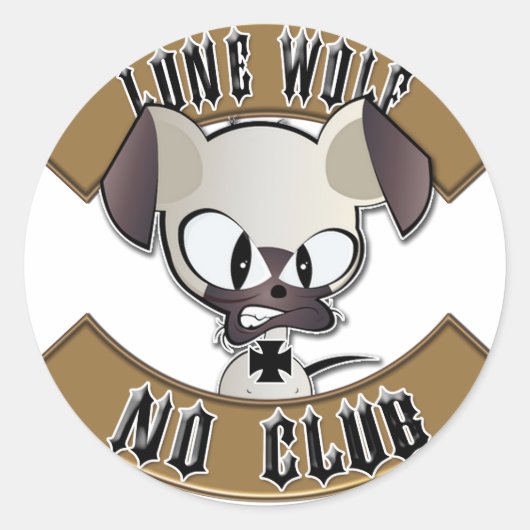 Lone Wolf No Club Runder Aufkleber (Vorderseite)