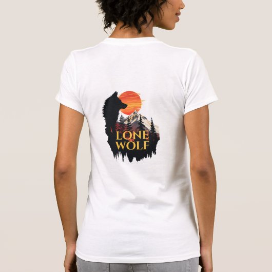 Lone Wolf oder Ihre Botschaft, Silhouette Wolf Art T-Shirt (Rückseite)