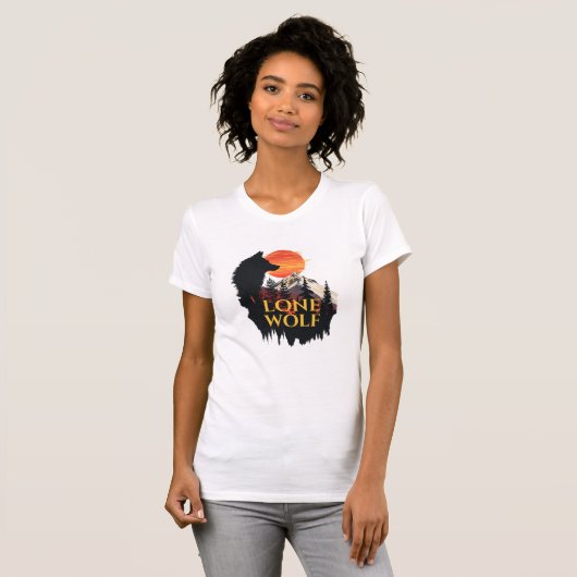Lone Wolf oder Ihre Botschaft, Silhouette Wolf Art T-Shirt (Vorne ganz)