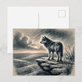 Lone Wolf on Cliff Looking into Distance Postkarte (Vorne/Hinten)