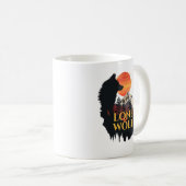 Lone Wolf, Orange Sunset Silhouette Wolf Art Kaffeetasse (VorderseiteRechts)