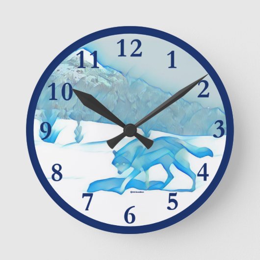 Lone Wolf Runde Wanduhr (Vorderseite)