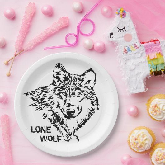 Lone Wolf Sketch Pappteller (Party)