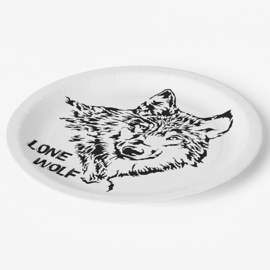 Lone Wolf Sketch Pappteller (Schrägansicht)