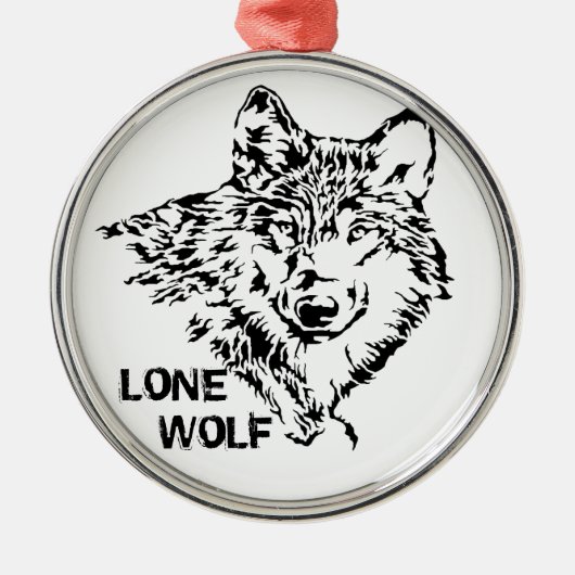 Lone Wolf Sketch Silbernes Ornament (Vorne)