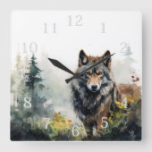 Lone Wolf Square Acrylwand Uhr (Vorderseite)