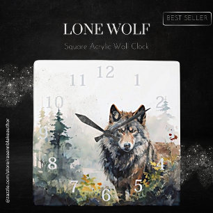 Lone Wolf Square Acrylwand Uhr