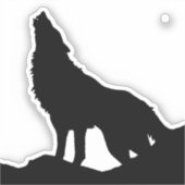 Lone Wolf Standing on a Hill Black Blue Pop Art Aufkleber (Vorderseite)