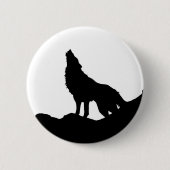 Lone Wolf Stehend auf einem Hügel Button (Vorderseite)